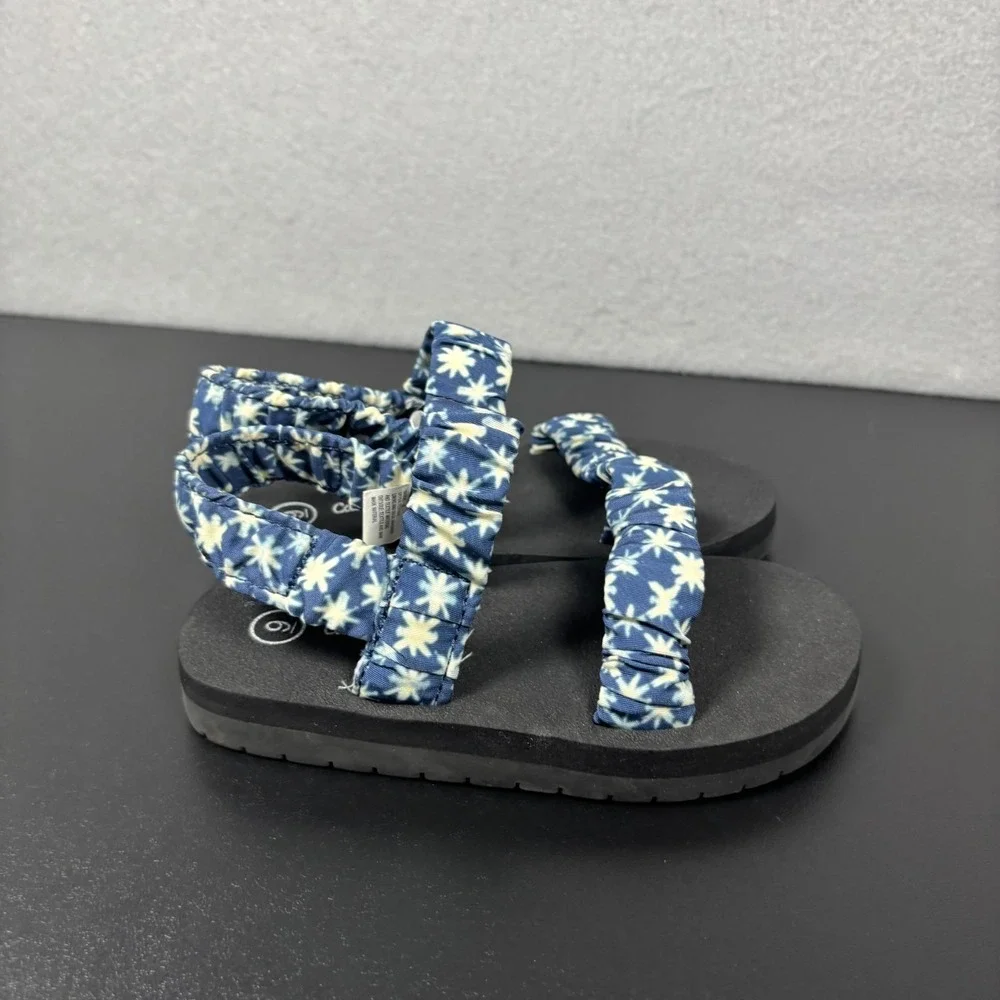 Cat & Jack Toddler Girls Blue/White Slingback Sandal - Size 9‎ EUC Summer Beach